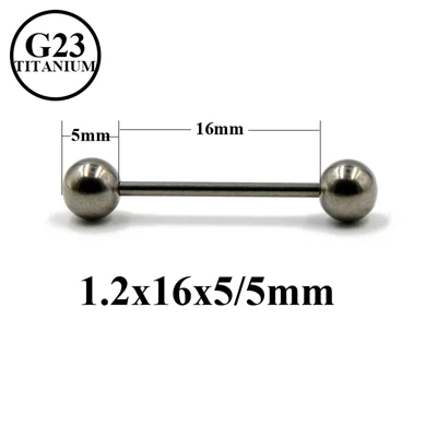 BOG-1PC G23-Titanium, Промышленные Штанги, прямой пирсинг-штанга для языка, штанга для пирсинга, пирсинг, ювелирные изделия 14 г 16 г - Окраска металла: 1.2x16x5x5mm