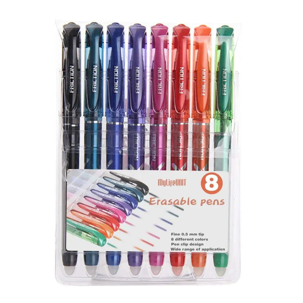 

MYLIFEUNIT Erasable Colored Pens Fine Tip Gel Pens Assorted Color (8 Pack)