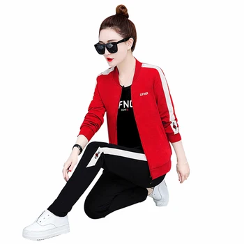 

Rlyaeiz High Quality 2019 Spring Women 2 Pieces Set Casual Striped Printed Hoodies + Pants Sporting Suits Ladies Sweat Suit