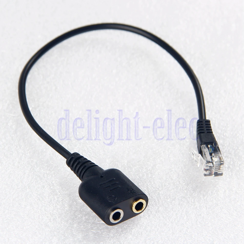 MLLSE 25cm Dual 3.5mm To Rj9 Jack Adapter Convertor Cable Pc Headset To