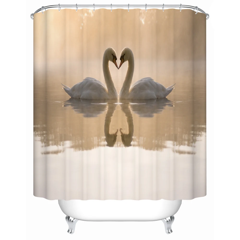 Shower Curtains Bathroom Curtain Two Beautiful Swan In The Lake on The