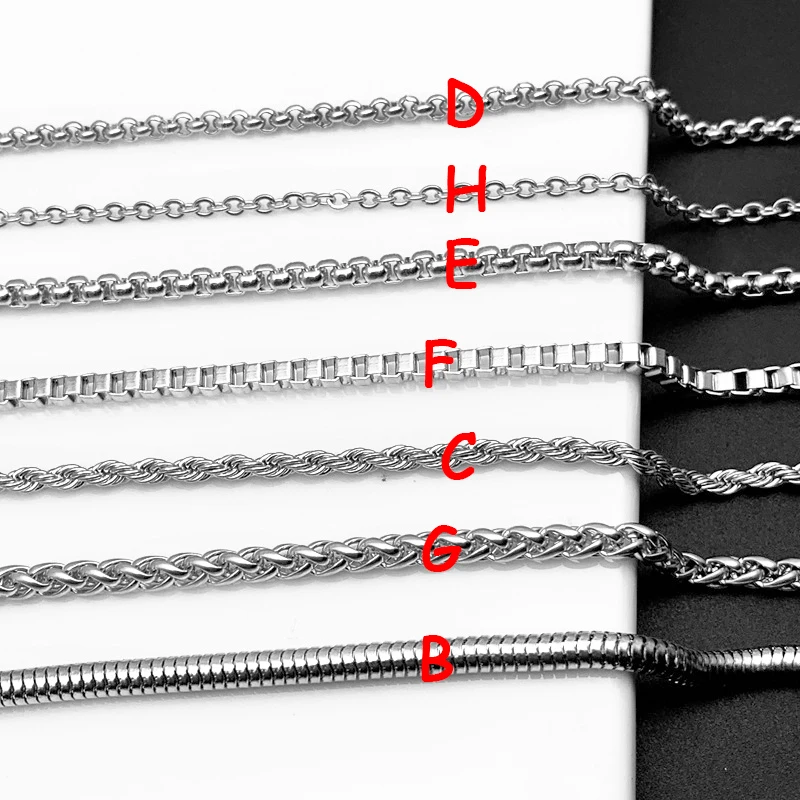 (9 Types) 60cm Outdoor Titanium Stainless Steel Chain Long Necklace Men