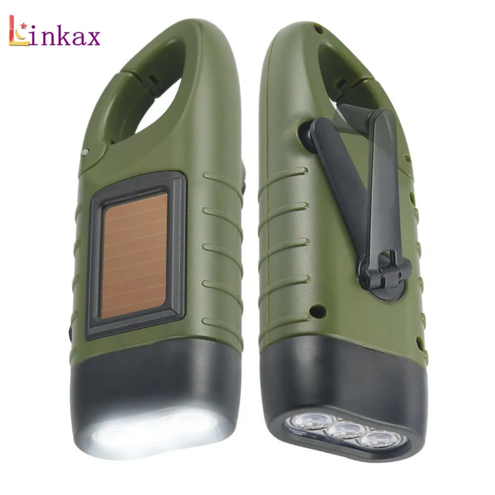 

Solar Mini Emergency Hand Crank Dynamo Solar Flashlight Rechargeable LED Light Lamp Charging Powerful Torch For Outdoor Camping