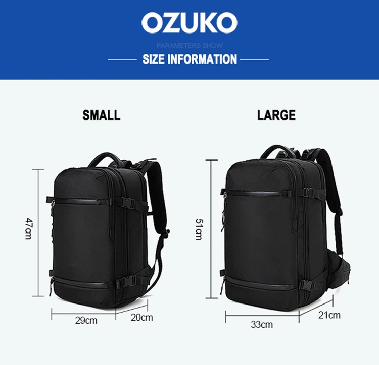 OZUKO Men's Backpack USB 17.3Inch Laptop Backpack School bag Large Capacity Travel Backpack Multi-functional Casual Male Mochila