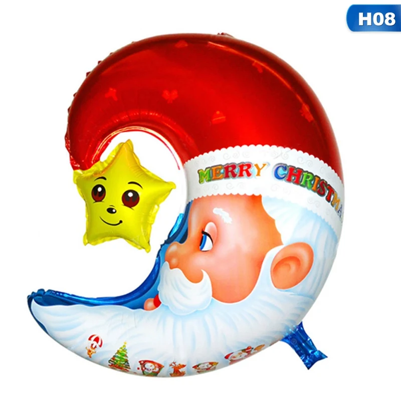 Год, Рождество, праздничные украшения из шаров, Санта-Клаус, снеговик, форма рождественской елки, с надписью, фольга, детские игрушки Воздушные шары - Цвет: H08