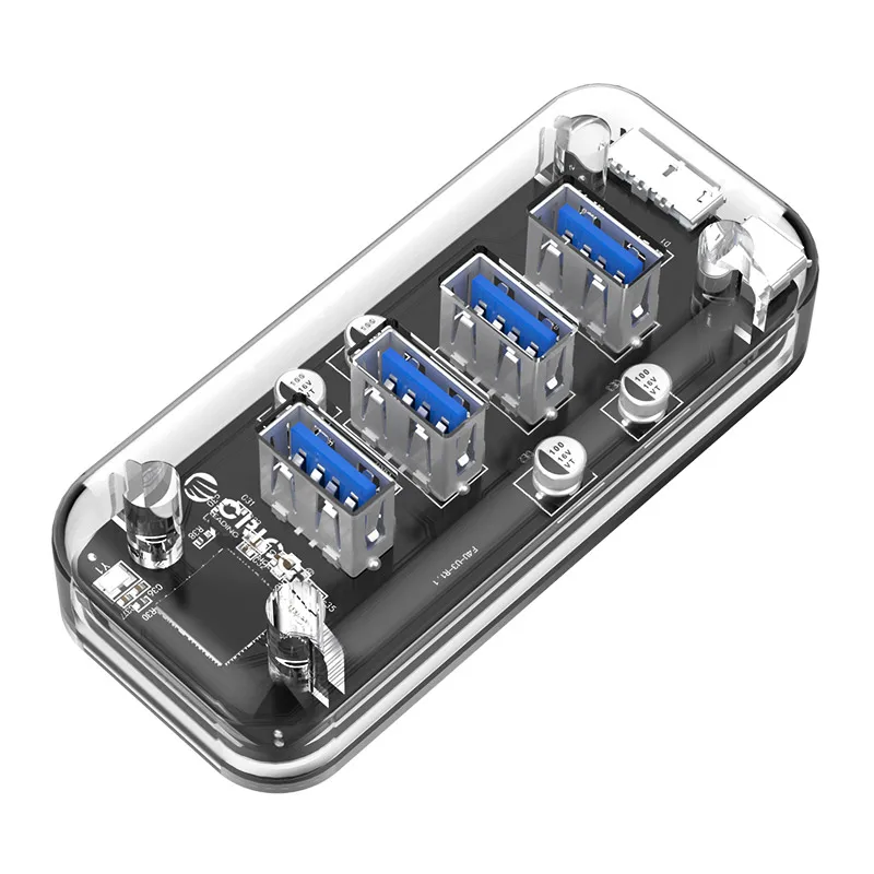 

ORICO Transparent HUB High Speed 4 Ports USB 3.0 HUB Portable USB HUB Splitter for Apple-Samsung Huawei-Macbook Laptop PC Tablet