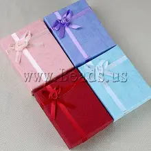 Ювелирные изделия из картона набор коробка, 2013 Новое поступление мужские, бумага, с атласной лентой, прямоугольник, смешанные цвета, 90x70 мм