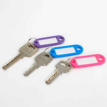 

Practical DIY Pet Label Key Chains 100 Pieces Plastic Key Tags Assorted Key Rings ID Tags Name Card Label