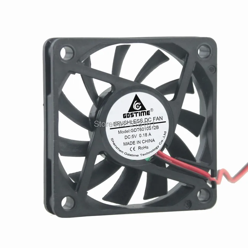 20 pcs/lot Gdstime DC 5Volt 2Pin 6cm Processor Cooling Fan 60*60x10mm 60mm Cooler 6010 Motor CPU | Компьютеры и офис