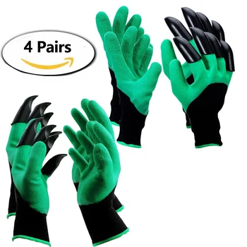 

4 Pairs Garden Genie Gloves with Claws Hand for Digging & Planting One Size Fits All as Seen On TV