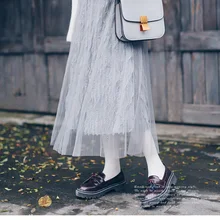 4 цвета Весна новое поступление женские плиссированные юбки высокая Талия Тюль сплайсинг Faldas Largas Elegantes