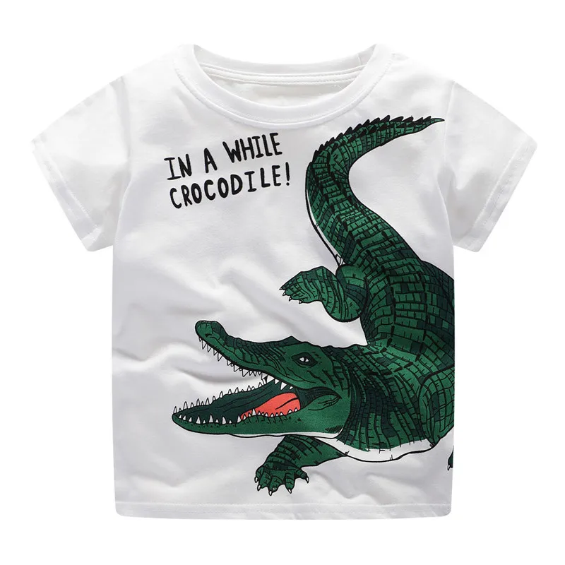Jumping meter/футболки с коротким рукавом для мальчиков; летняя рубашка с принтом динозавра; Одежда для маленьких детей; футболка с рисунком; футболки для малышей - Цвет: T6059  crocodile