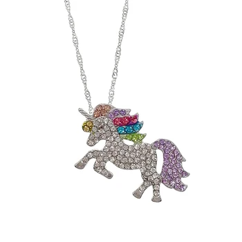 

50pcs/lot Rhinestone Animal Unicorn Pendant in Alloy Becautiful Woman Gift Charm