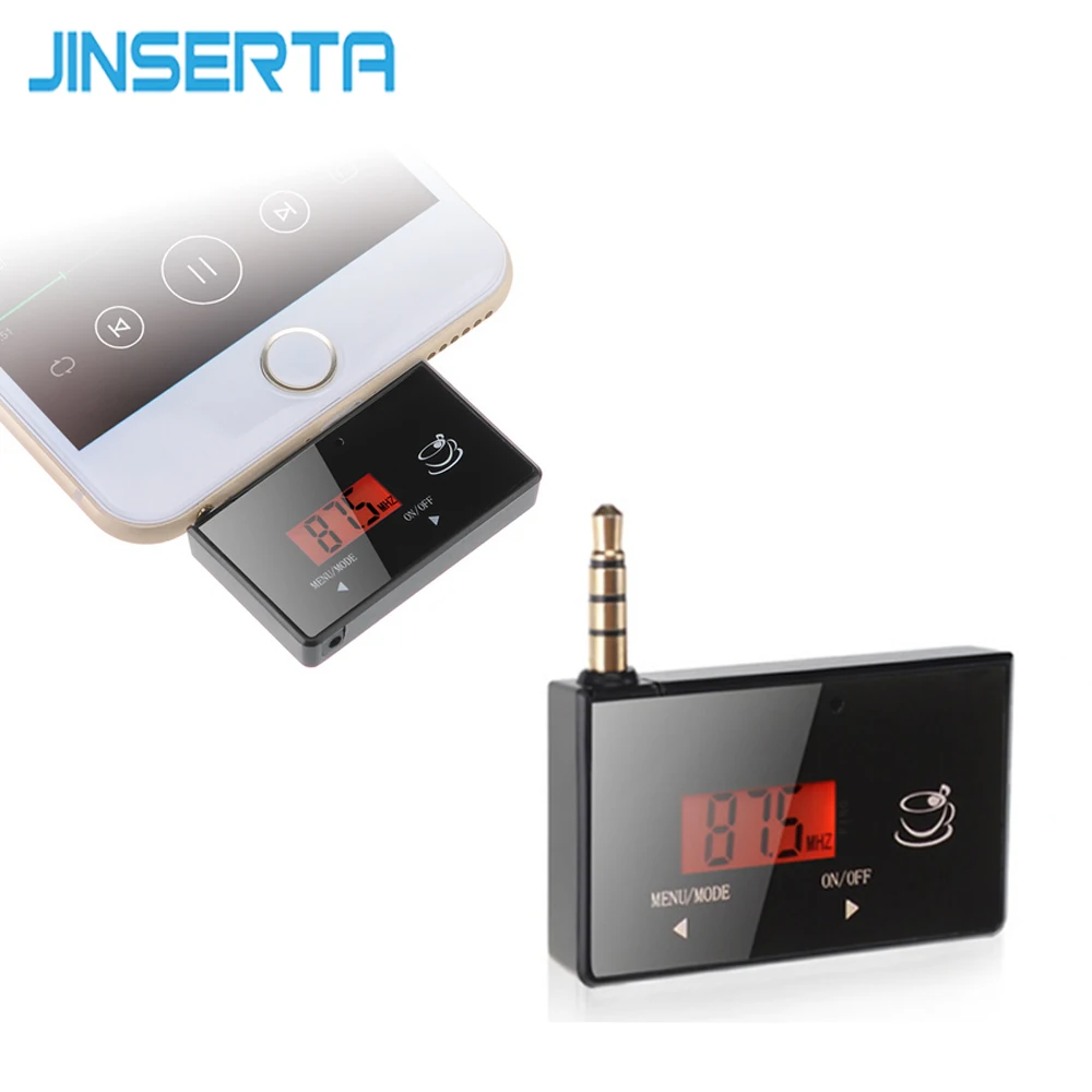 

JINSERTA Wireless 3.5mm In-car FM Transmitter Music Radio Adapter LCD Display Hands-free for iPod iPad for iPhone Samsung