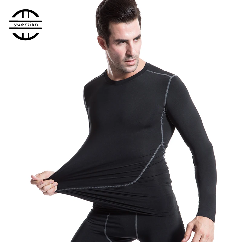 

Yuerlian Quick Dry Compression Running Shirt Men Tennis Soccer Jersey Fitness Tight Gym Sport Suit Bodybuilding Men'S Long Shirt