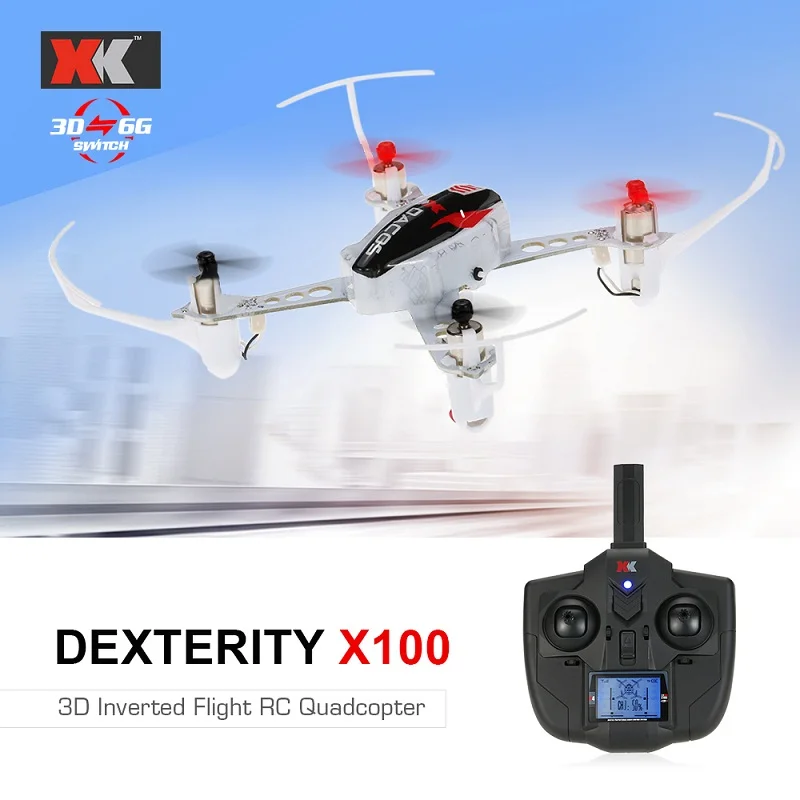 

XK X100 DEXTERITY 2.4G 6CH 3D 6G Mode Indoor Drone RC Quadcopter Support for FUTABA S-FHSS Inverted Flight RTF