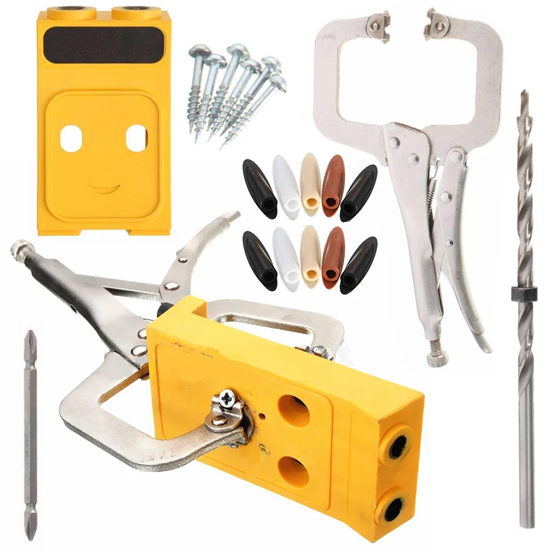 DWZ Pocket Hole Drill Jig Slant Hole Jig Locator Guide Kit Woodworking Tool Portable