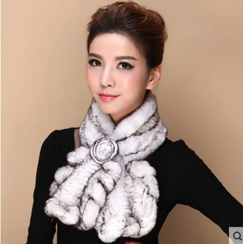 Rabbit fur scarves winter female rabbit real fur collar middle aged