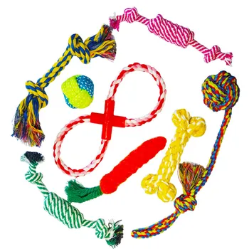 

8PCS Pet Toys Set Cotton Rope Ball Dog Toys For Small Large Dogs Cats Puppy Chew Toys Dog Supplies Wholesale 40SP21