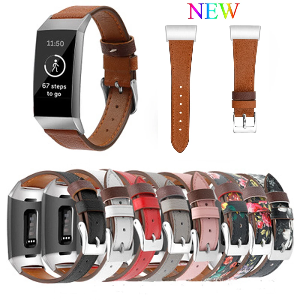 

Genuine Leather strap For Fitbit Charge 3 Band Strap Replacement Leather Watch Band Bracelet wristbelt Smart Watch Accessories