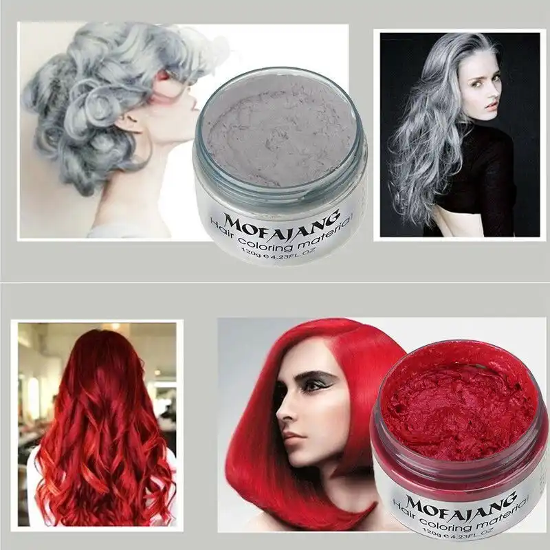 Mofajang Silver Grey Hair Color Wax Men Women Dye Gray Mud Pomade Harajuku Styling Products Hair Dye Wax Maquillaje Make Up