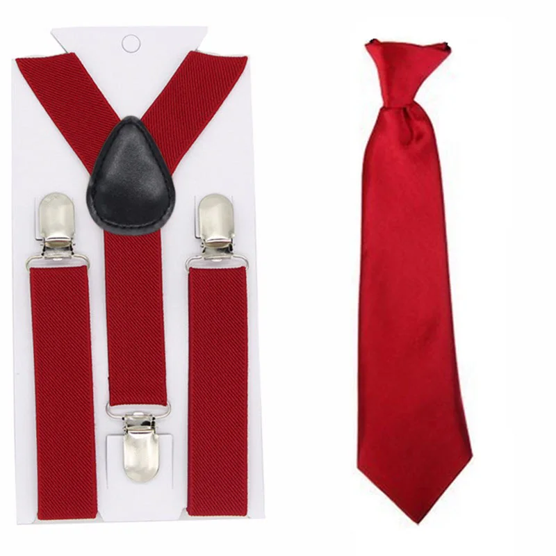 Детские подтяжки и галстук набор Детские подтяжки Эластичные Y-back простые цвета подтяжки галстук бабочка для маленьких мальчиков подтяжки для девочки - Цвет: 31 purplish red