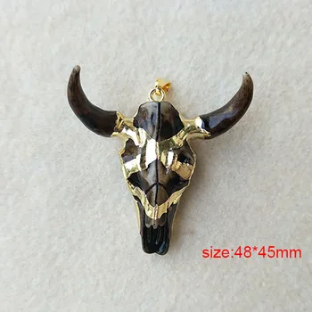 

5PCS/lot 24k Gold color horn cattle Tau Pendant, Longhorn bull oxhead Pendant for DIY jewelry necklace making PD166