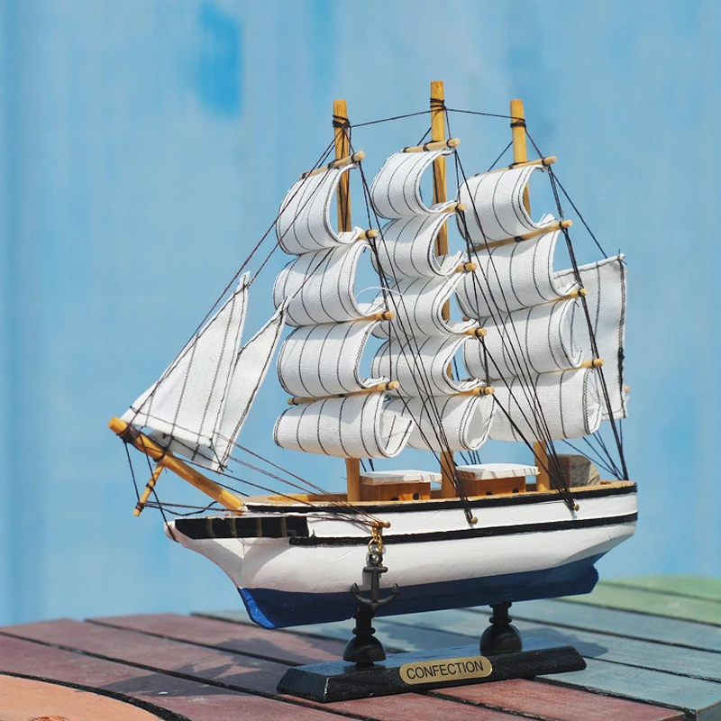 Средиземноморский стиль деревянные модели парусника предметы мебели креативная лодка морской домашний декор подарки ремесла