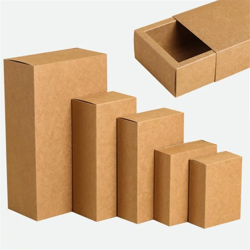 

10PCS Black Kraft Gift Packaging Cardboard Box Black Packing Gift Box Brown Paper Drawer Box Wedding Favor Delicate Drawer Box