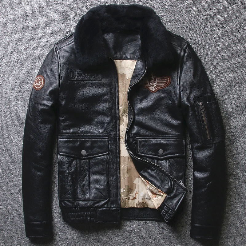 Autumn And Winter Thick Leather Jackets Cowboy Pilot Air Force Clothing Men's Leather Jacket Thickened