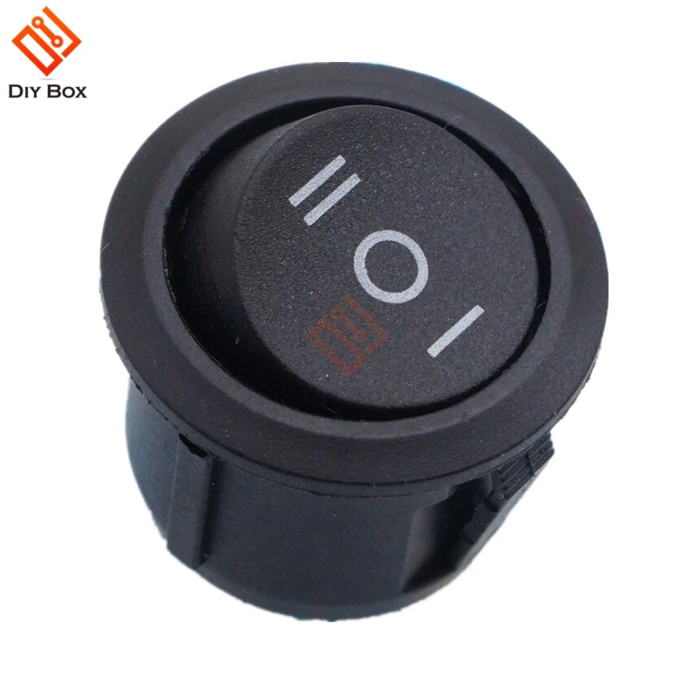 Interruptor basculante de encendido y apagado para coche, Mini interruptor redondo negro de 3 pines, SPDT, 5 uds.