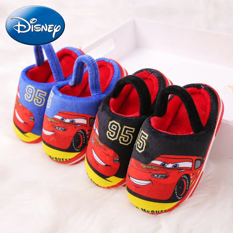 

Disney Kids Cotton Shoes 2018 New Children's Non-slip Boys Girl Warm Home Slippers Cartoon Car Autumn Winter Cotton Slipper