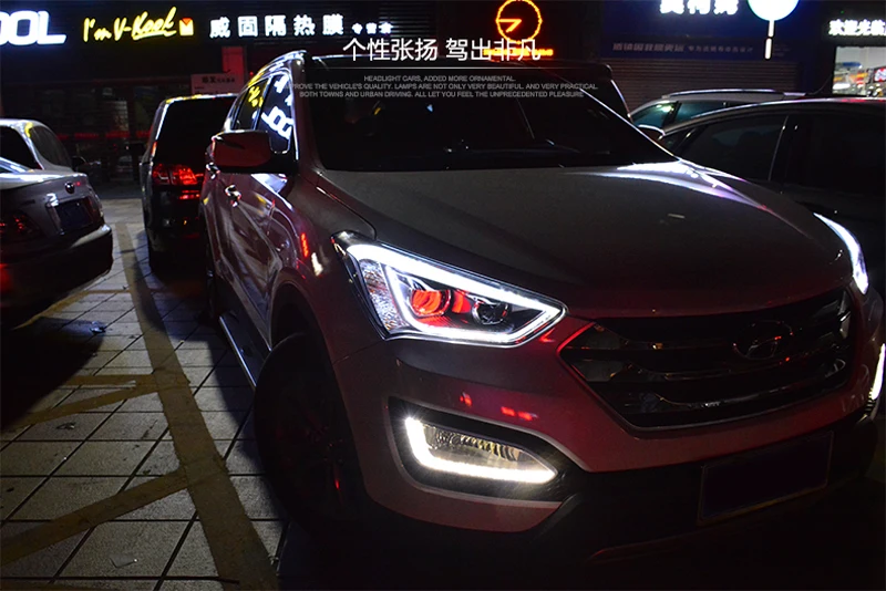 Головная лампа для Hyundai Santafe IX45 2013 2014 2015 2016 2017 Светодиодная лента фара Angel eye|Фара