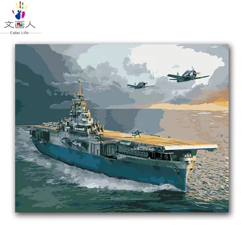 

A gift for military fans Carrier oil painting by coloring numbers digital oil painting decoration bedroom Children's painting