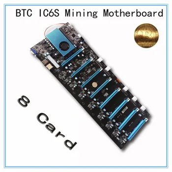 

BTC IC6S Mining Motherboard 8 Graphics Cards Slots PCI Express 8 to 16x Slots DDR4 VGA USB2.0 SATA3.0 Mainboard