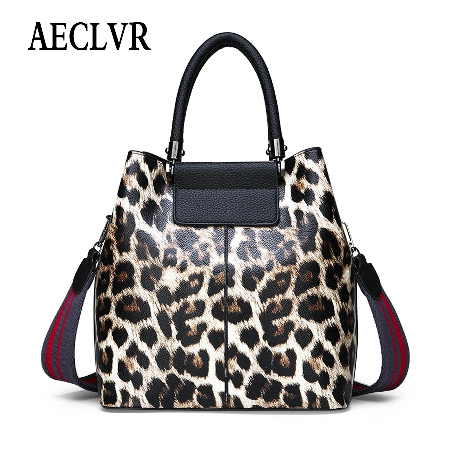 

AECLVR Brand women's bag leopard new trend fashion atmosphere PU shoulder bag portable Messenger bag high quality Crossbody Bags