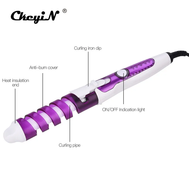 

Candy Color Screw Electric Magic Hair Styling Tool Hair Curler Roller Pro Spiral Curling Iron Wand Curl Styler EU Plug 21