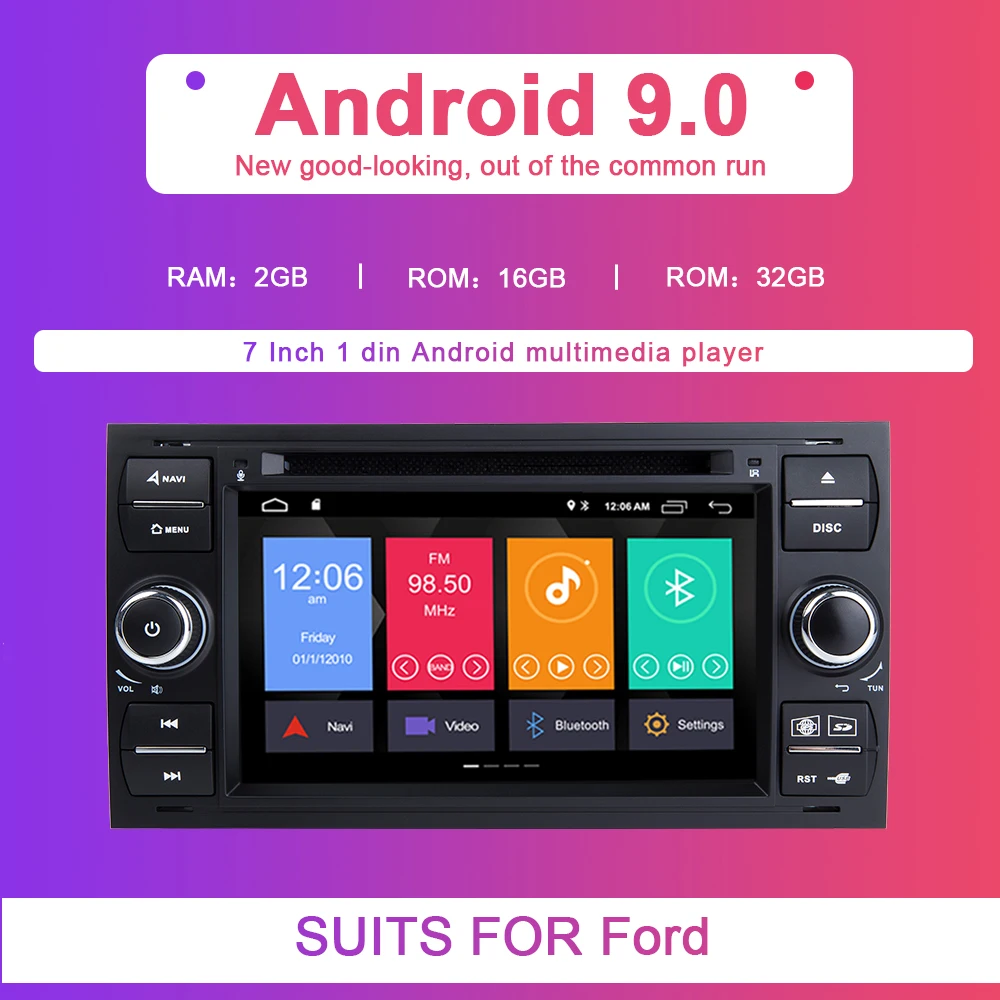 Cheap 2 din Android 9.0 Car DVD Player Multimedia For Ford Focus 2 3 Ford Fiesta Mondeo 4 Kuga C-Max S-Max Fusion Transit GPS Radio 3