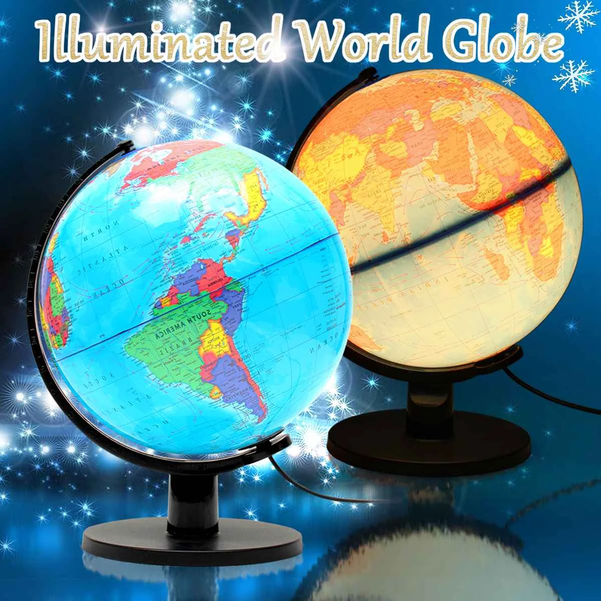 

25cm 110V World Globe Night Light Geography LED Lamp Kids Bedroom Decor Gift School Supplies Educational Teaching Geography