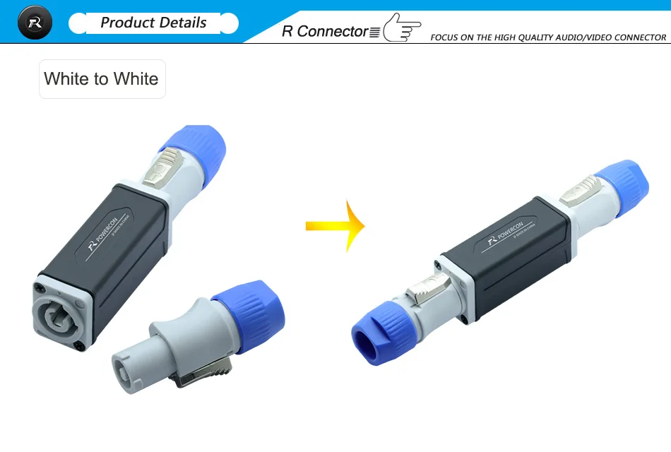 3 Pin PowerCon AC Adapter Male+Female Extender Connector (18d)