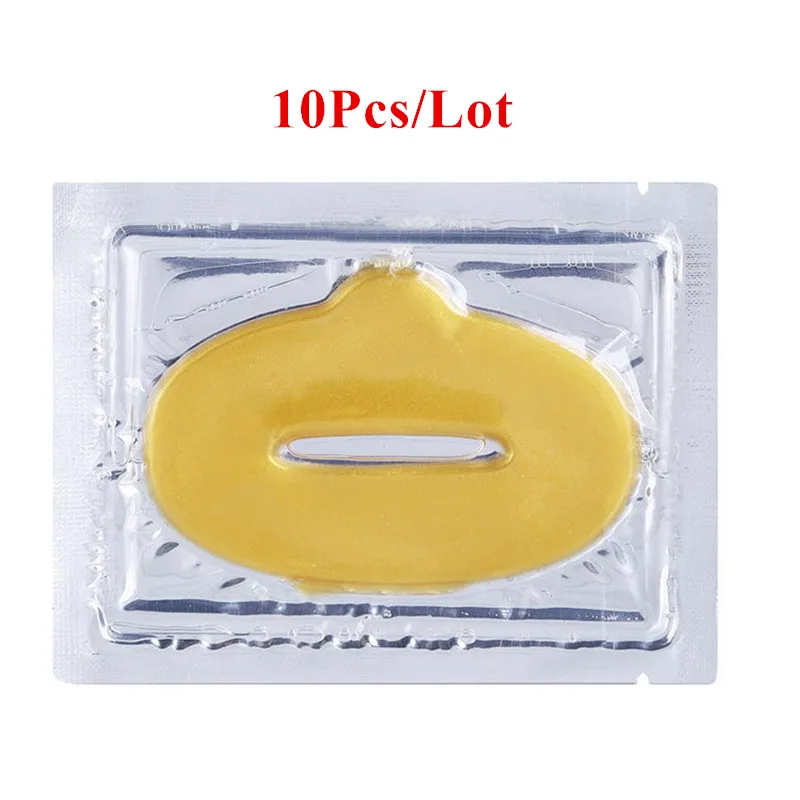 

10pcs Crystal Collagen Gold Lip Mask Moisture Essence Skin Care Pads Anti Ageing Wrinkle Patch Pad Gel Lips Care