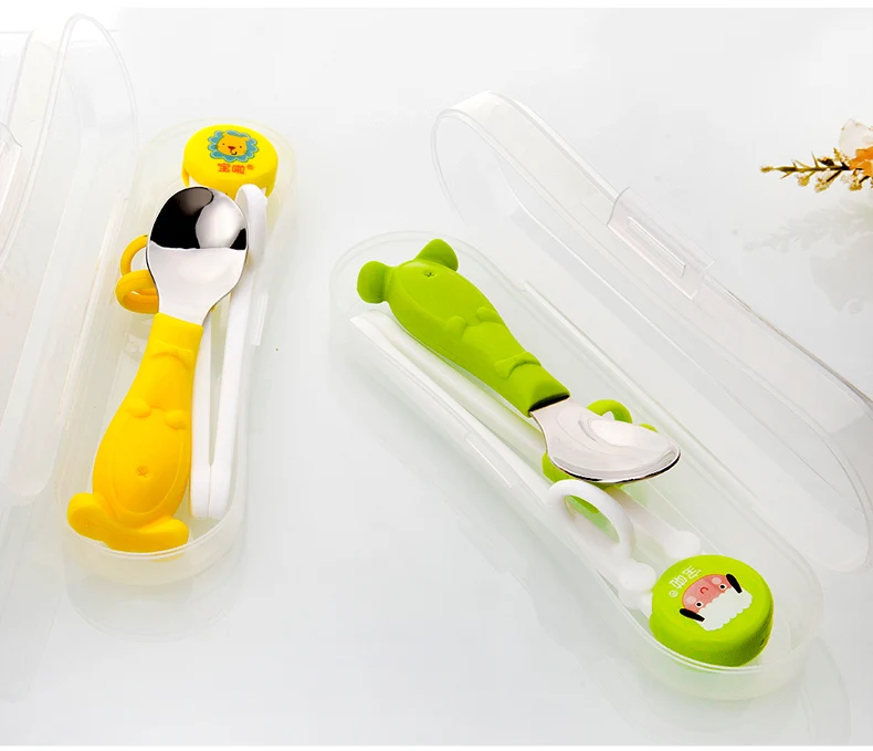 Baby Feeding Spoon Chopstick Toddlers Infant Training Tableware set (16)