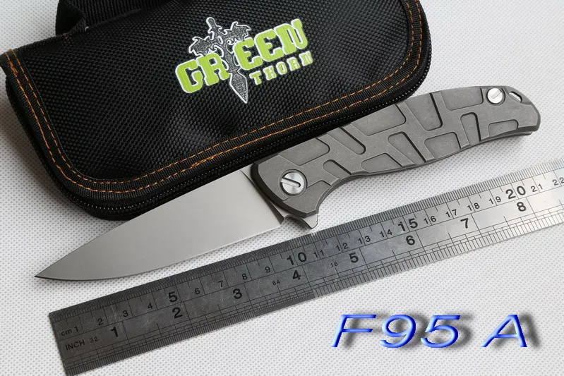 JUFULE Green thorn F95 Flipper 95 folding bearing D2 blade TC4 Titanium outdoor camping hunt pocket fruit kitchen knife EDC tool JUFULE Green thorn F95 Flipper 95 folding bearing D2 blade TC4 Titanium outdoor camping hunt pocket fruit kitchen knife EDC tool