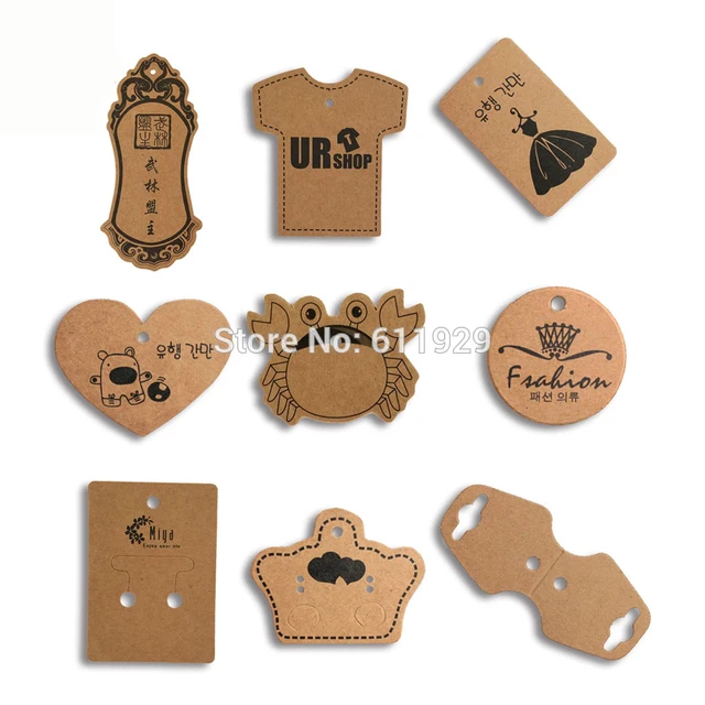 Custom Shape Cutting Retro 400gsm Kraft Paper Tags Clothing Hang Custom Shape Cutting Retro 400gsm Kraft Paper Tags Clothing Hang Earring