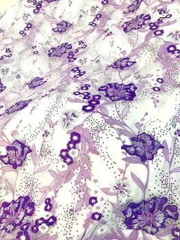 

2018 New style French net lace fabric royal blue 3d lace fabric African tulle mesh lace fabric high quality lace sold by yard