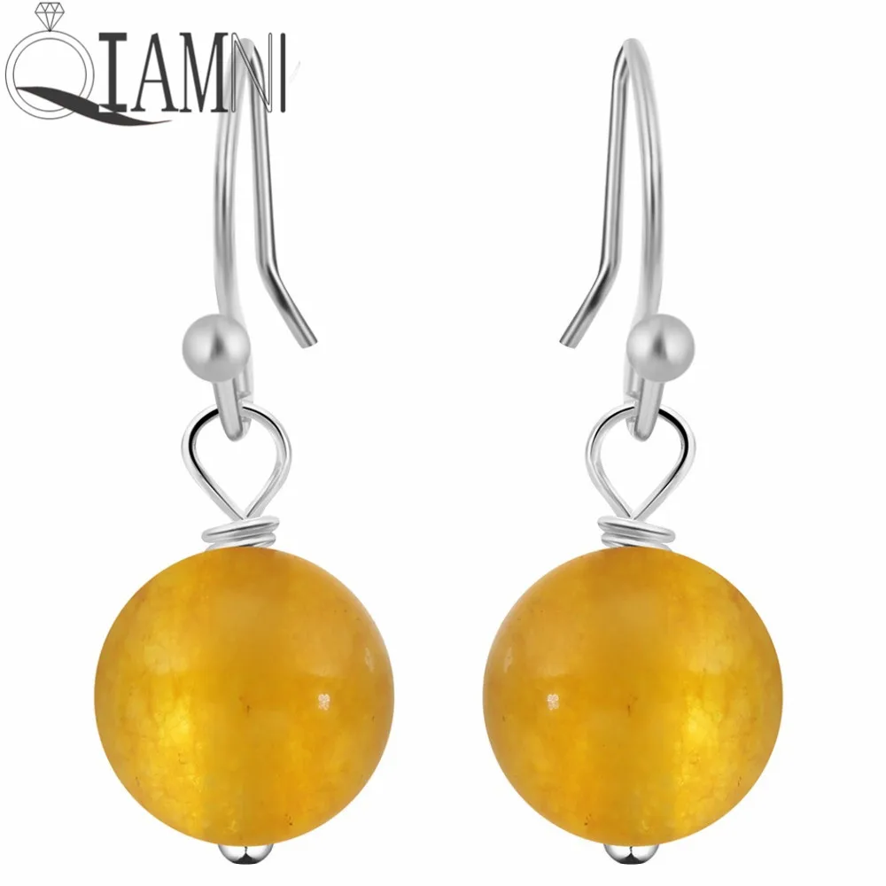 

QIAMNI Purple Chalcedony Earring Dangle ChicBahar Loose Stone Beads Hook Earring for Women Teen Girls