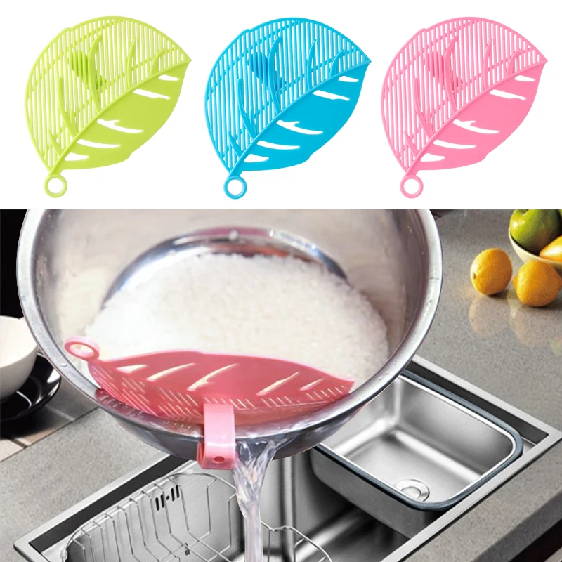 

1PC Durable Clean Leaf Shape Rice Wash Sieve Beans Peas Cleaning Gadget Kitchen Clips Tools Kitchen Food Cover