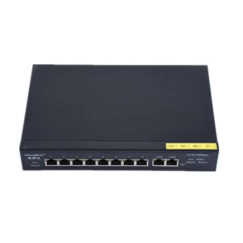 4 порта POE 48 В 10 портов гигабитный Неуправляемый коммутатор poe 8*10/100 Мбит/с poort