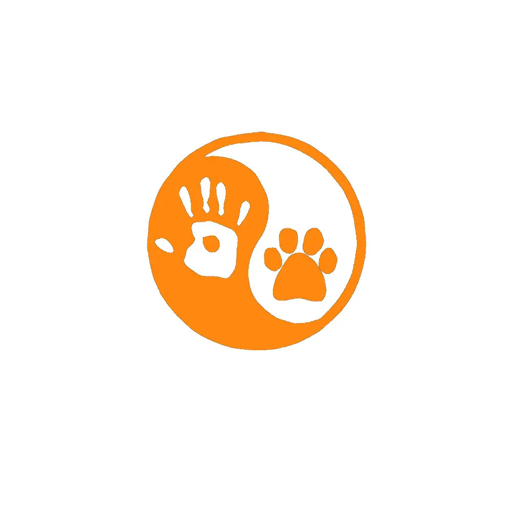 6                12.6cm 12.6cm Human Hand With Dog Paw Vinyl Bumper Stickers Window Wall Car Truck Notebook Pad Decal Laptop Skin Sticker Decal