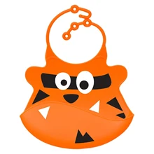 Нагрудники Мягкие силиконовые детские и малышей нагрудник с крошкой catcher-оранжевый